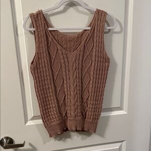 Cable Knit Sleeveless Sweater in dusty rose